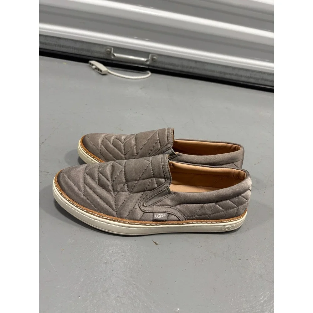 UGG Jass Quilted Satin Slip-On Sneakers Grey 1095533 Womens 7